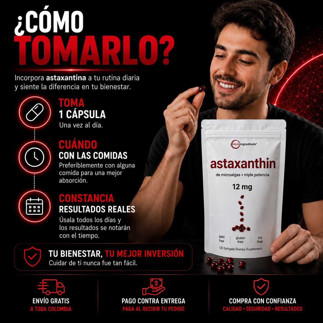 ASTAXANTINA: El antioxidante que te devuelve juventud y energía.