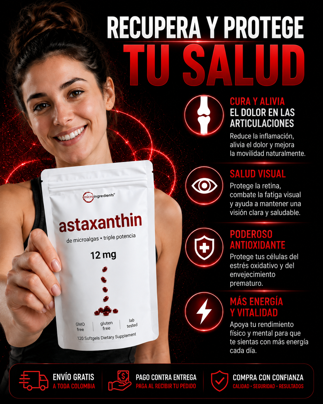 ASTAXANTINA: El antioxidante que te devuelve juventud y energía.